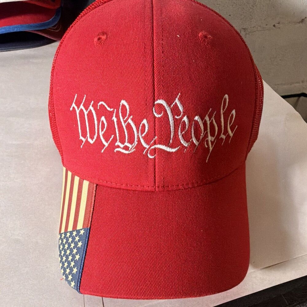 Kati Red Adjustable Mesh Back Trucker Hat USA Flag Bill One Size